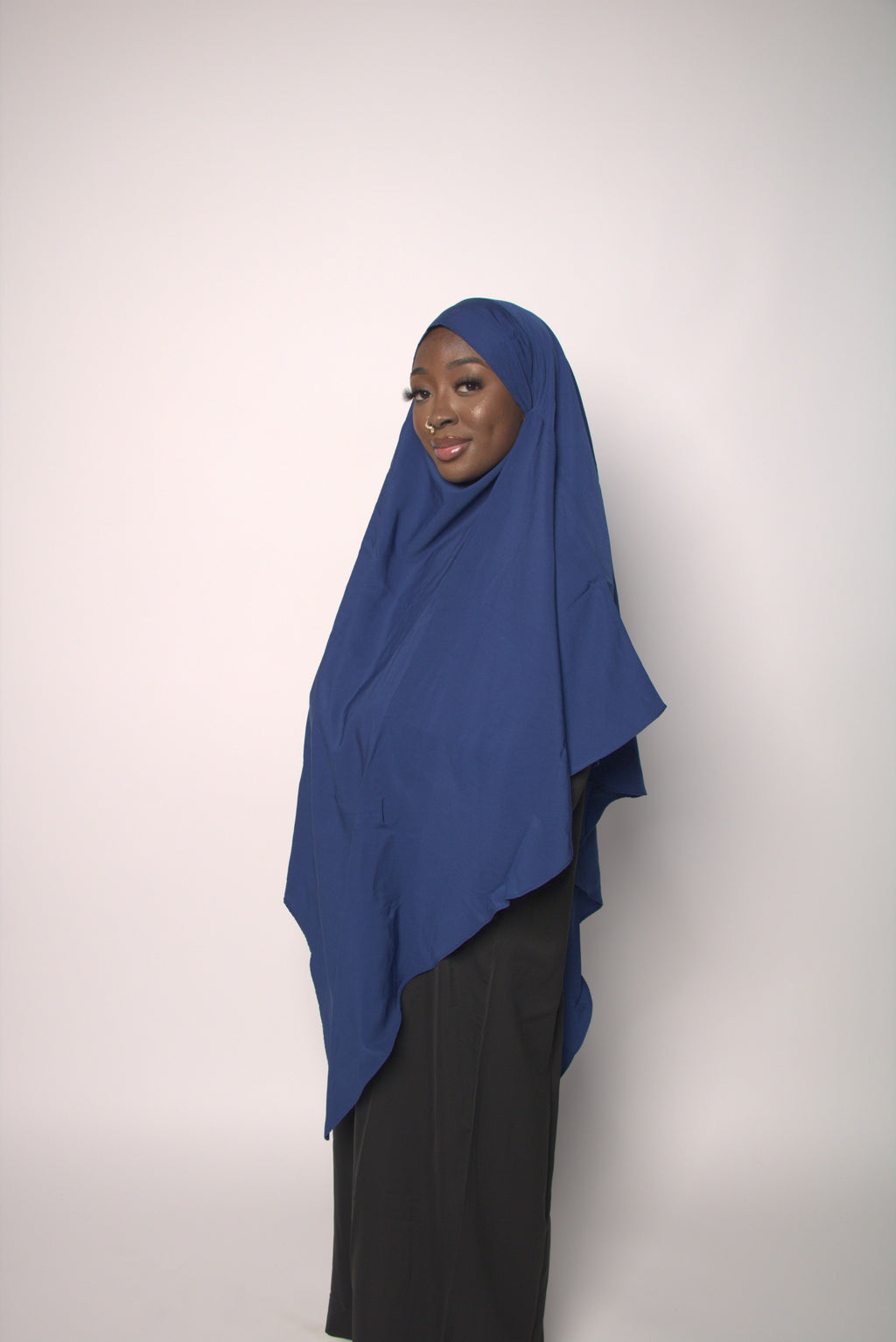 Blue One-Layer Khimar – Lightweight, Flowy With Niqab Strings