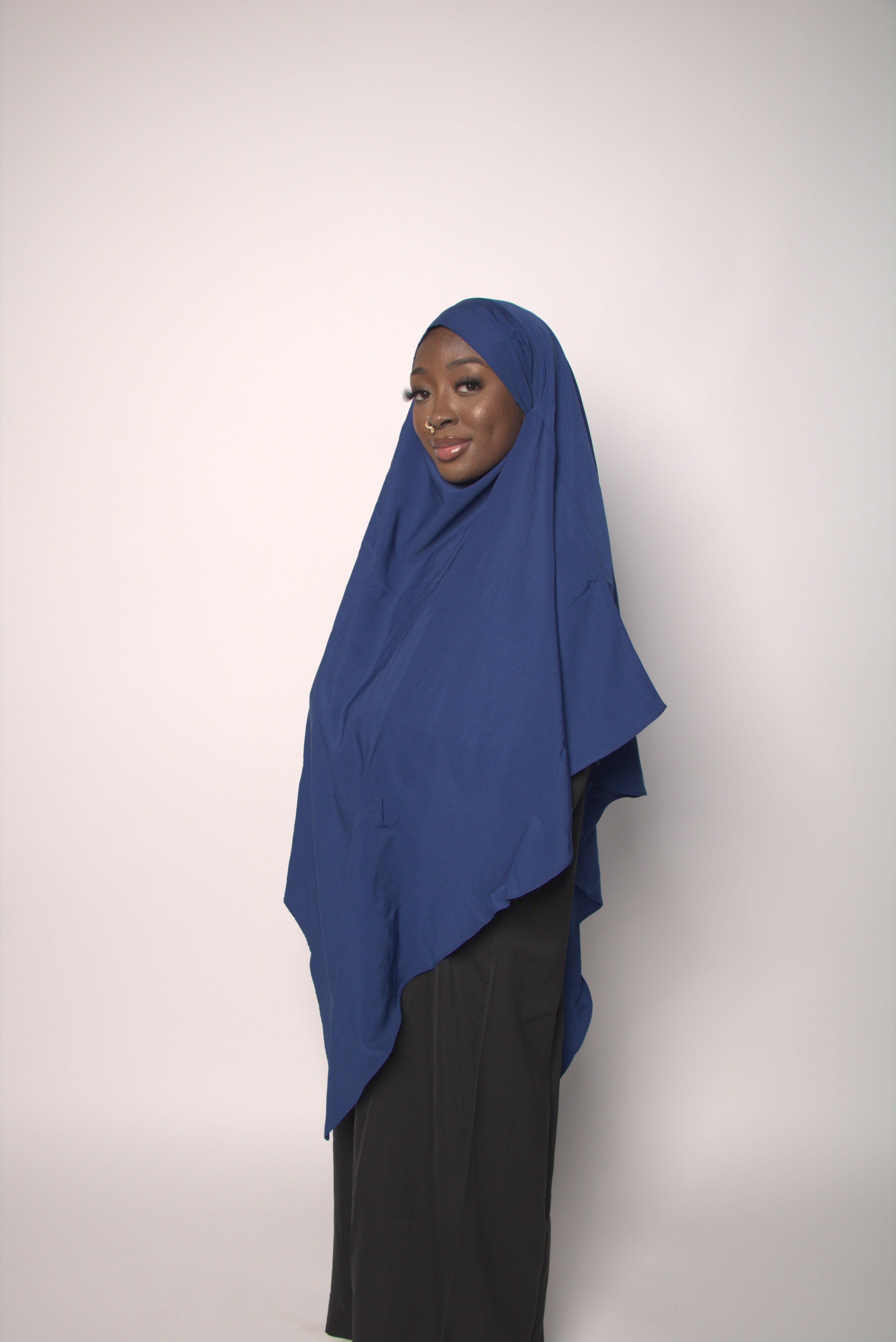Blue One-Layer Khimar – Lightweight, Flowy With Niqab Strings
