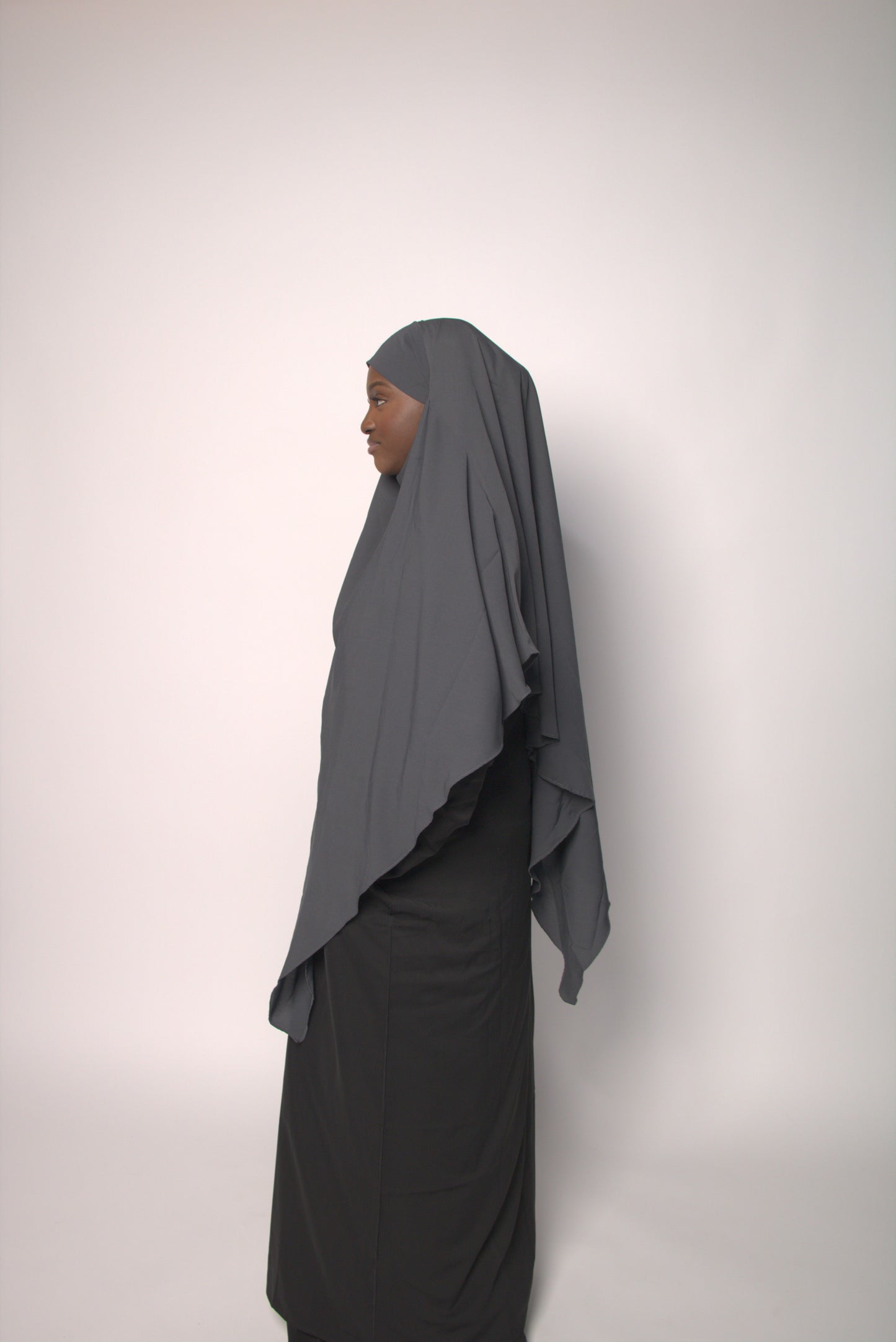 Stone grey Khimar With Niqab Strings