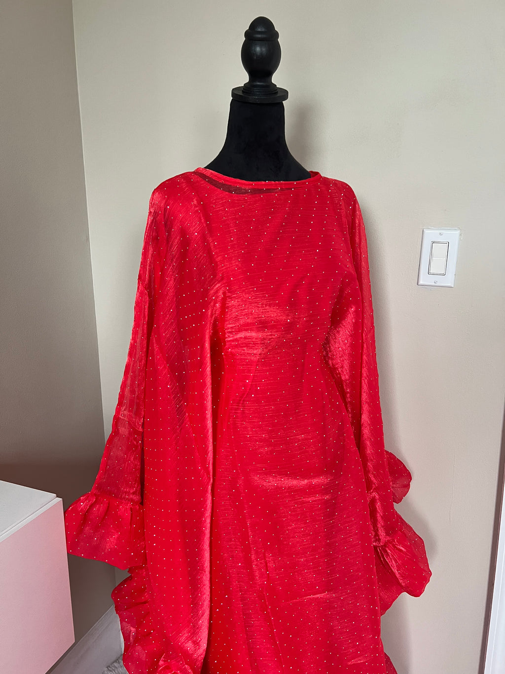 Red Butterfly Pixie Abaya With Scarf
