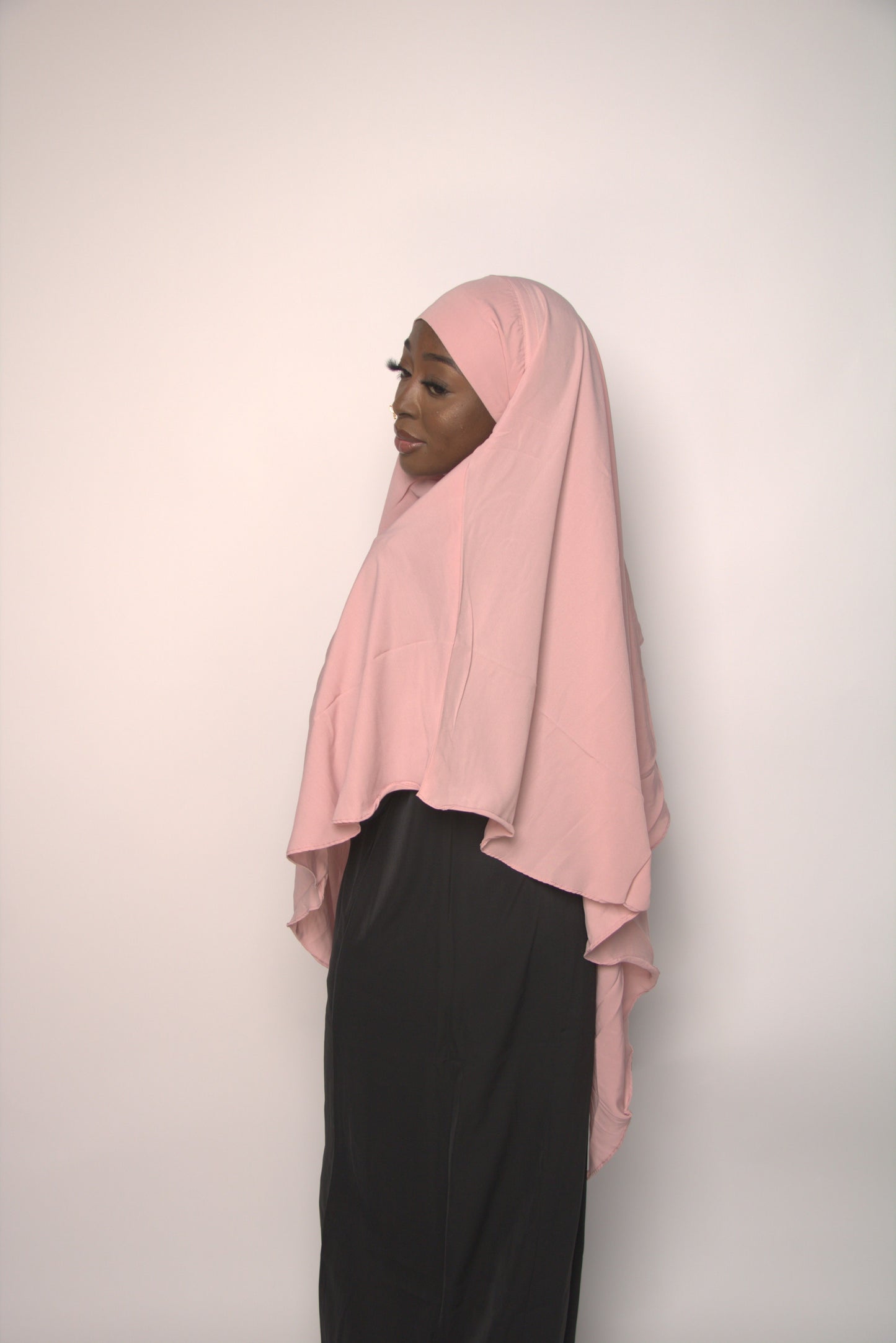 Pink Khimar With Niqab Strings