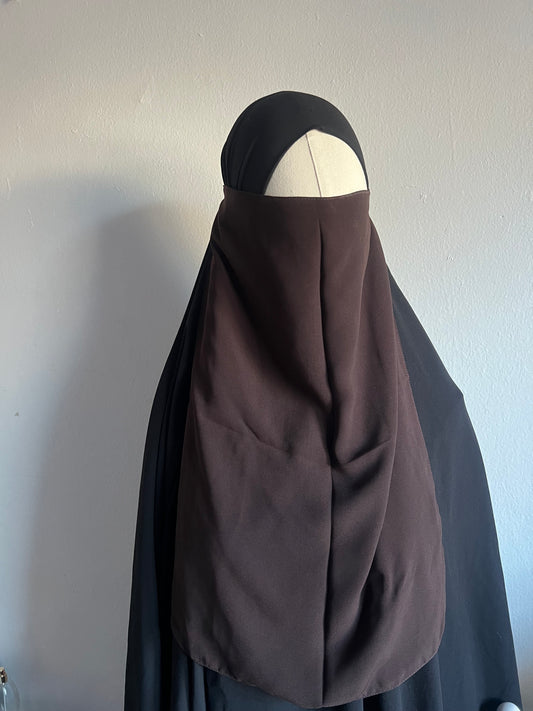 Chocolate Brown Long elastic half niqab