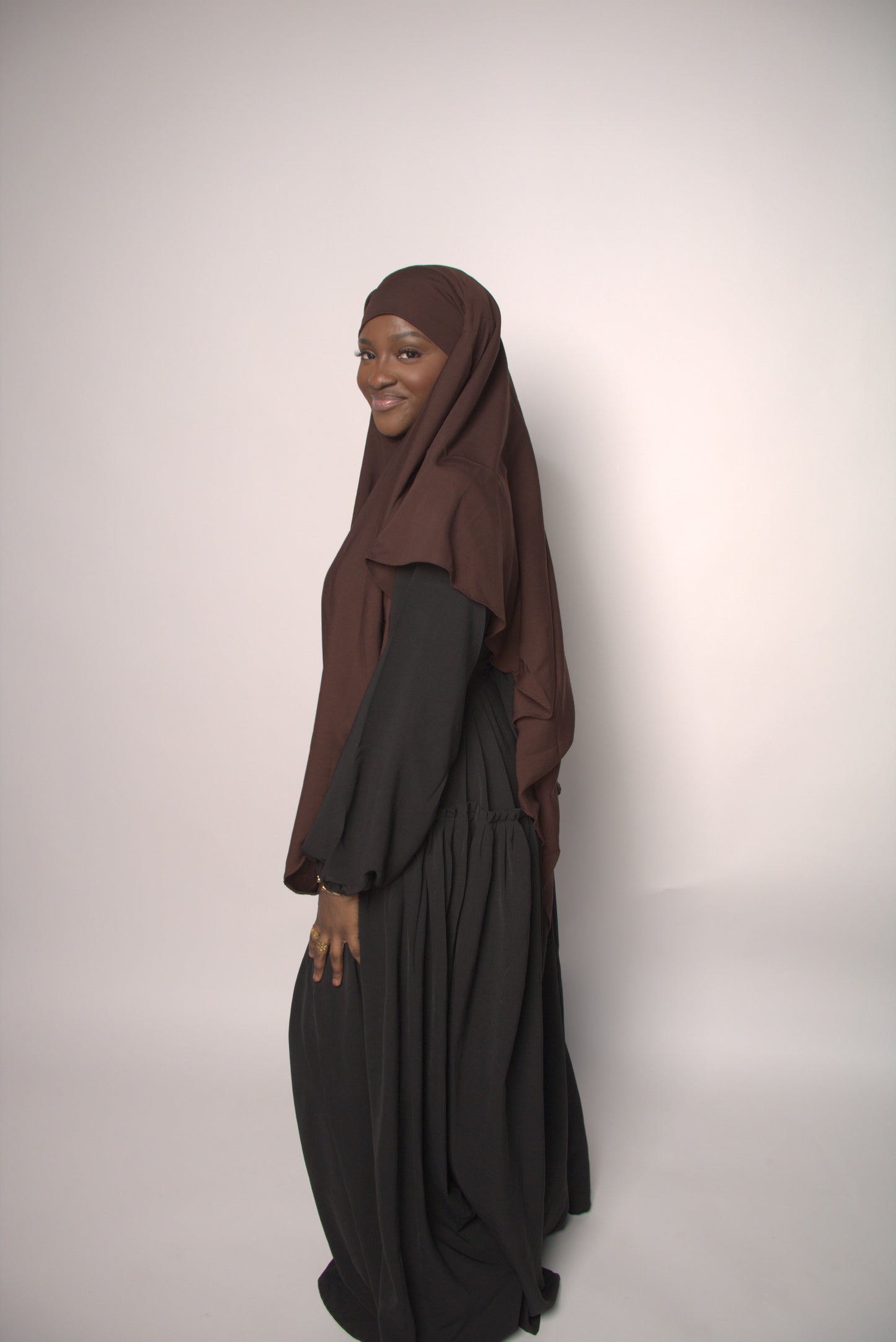 Cholocate Brown Khimar With Niqab Strings