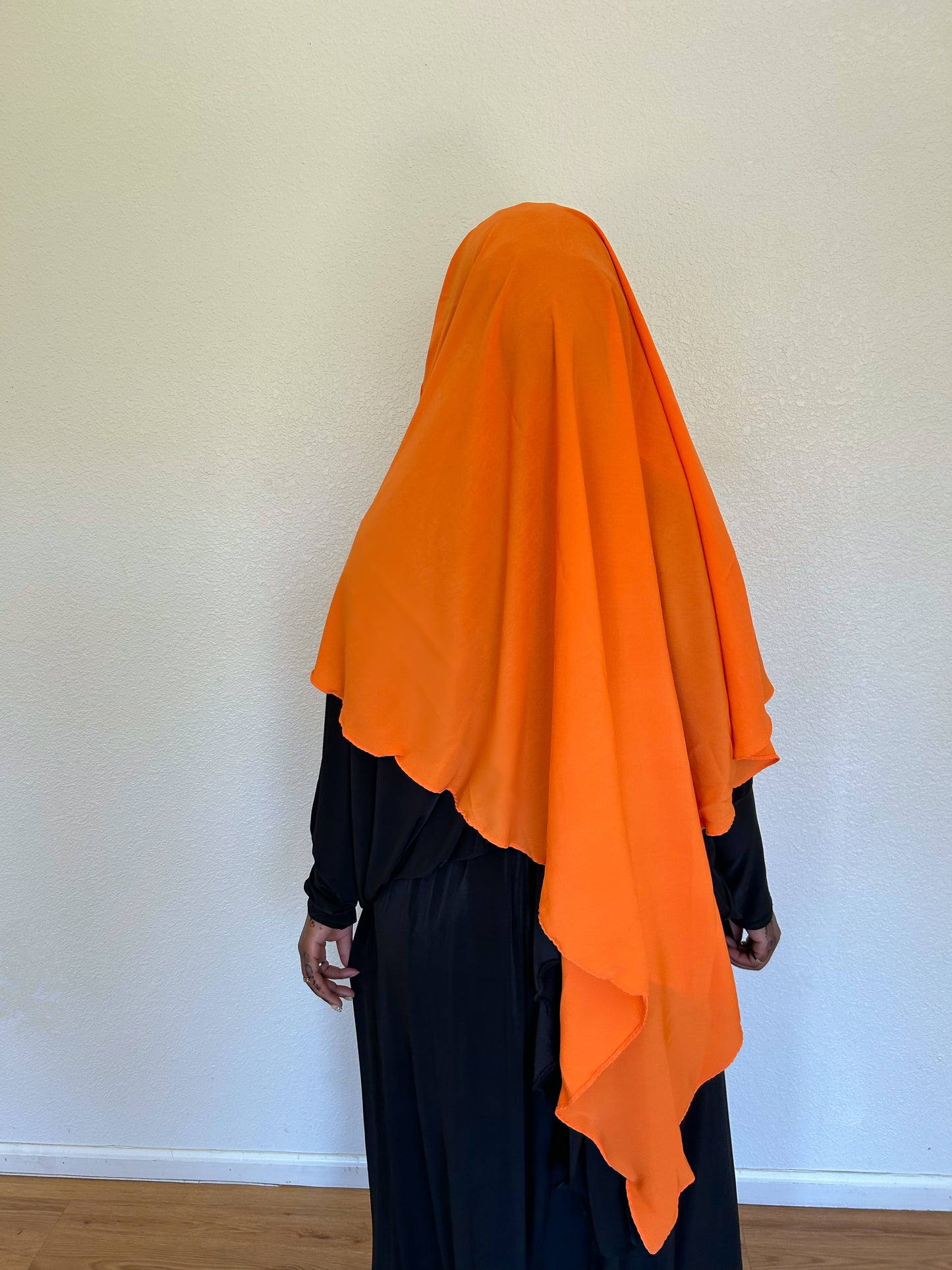 Orange Khimar With Niqab Strings