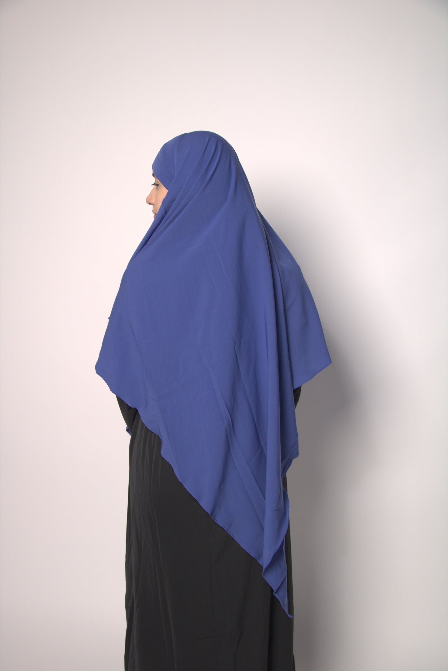 Deep Blue Khimar With Niqab Strings