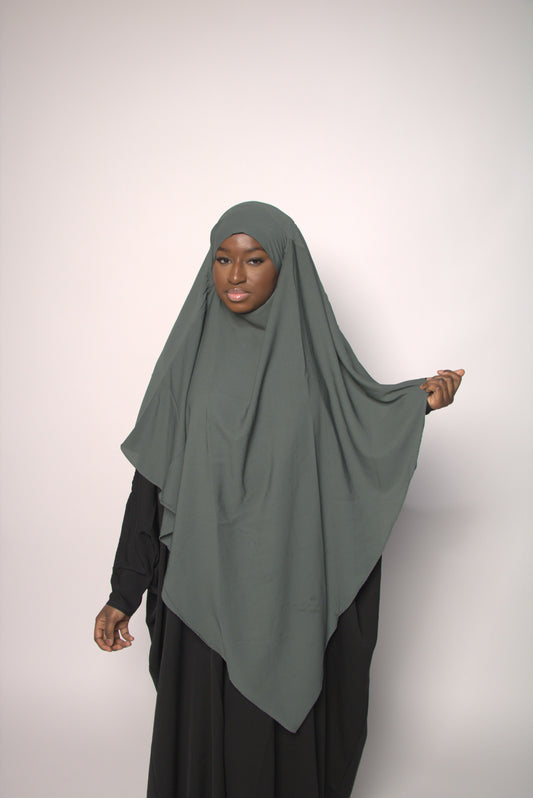 Pastel Green Khimar With Niqab Strings