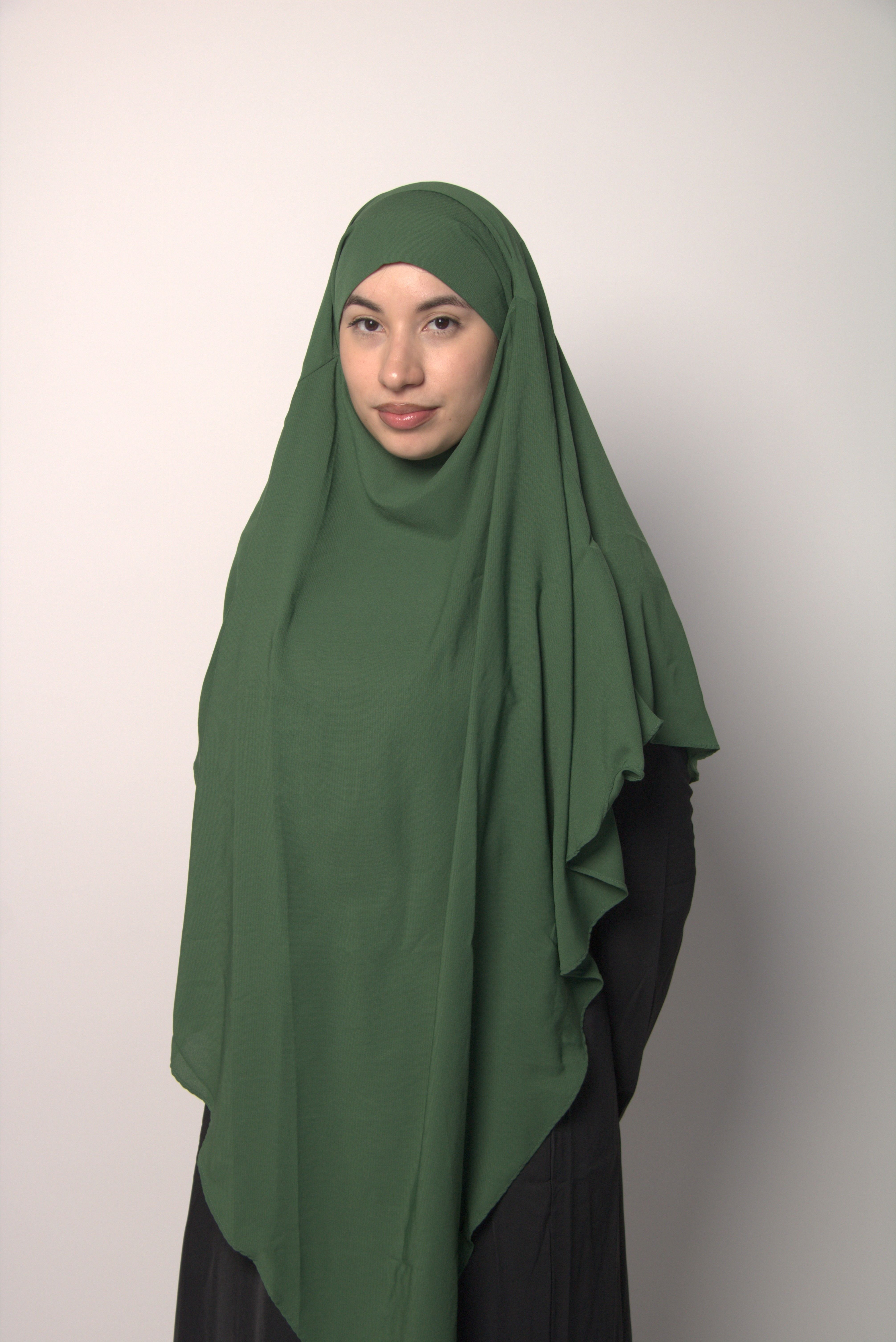 Green One-Layer Khimar – Lightweight, Flowy With Niqab Strings