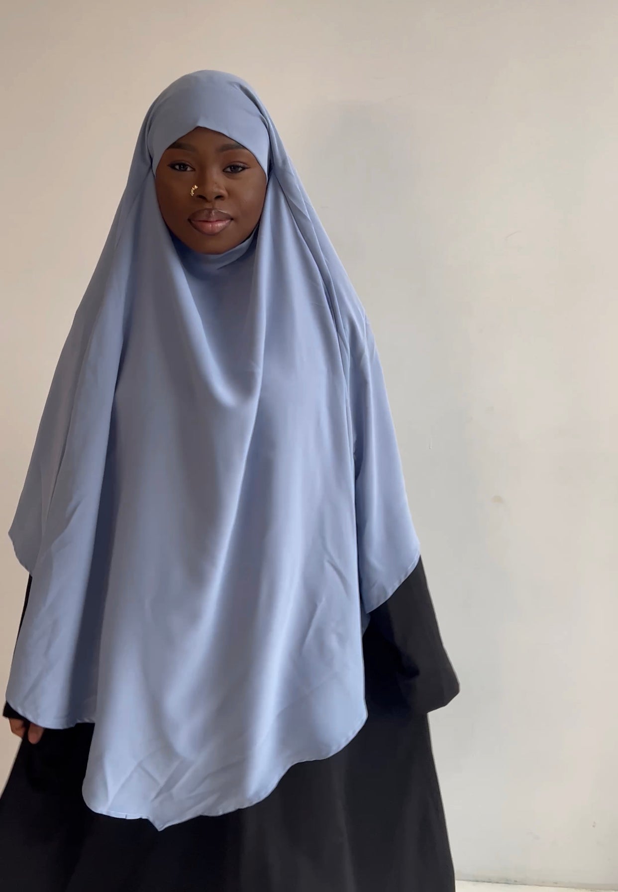 Powder blue one-layer khimar – lightweight, breathable modest prayer wear