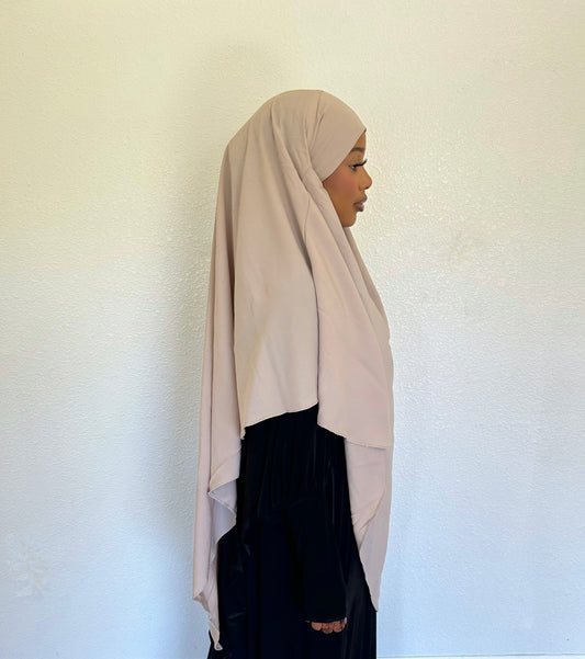 Light Nude Khimar With Niqab Strings