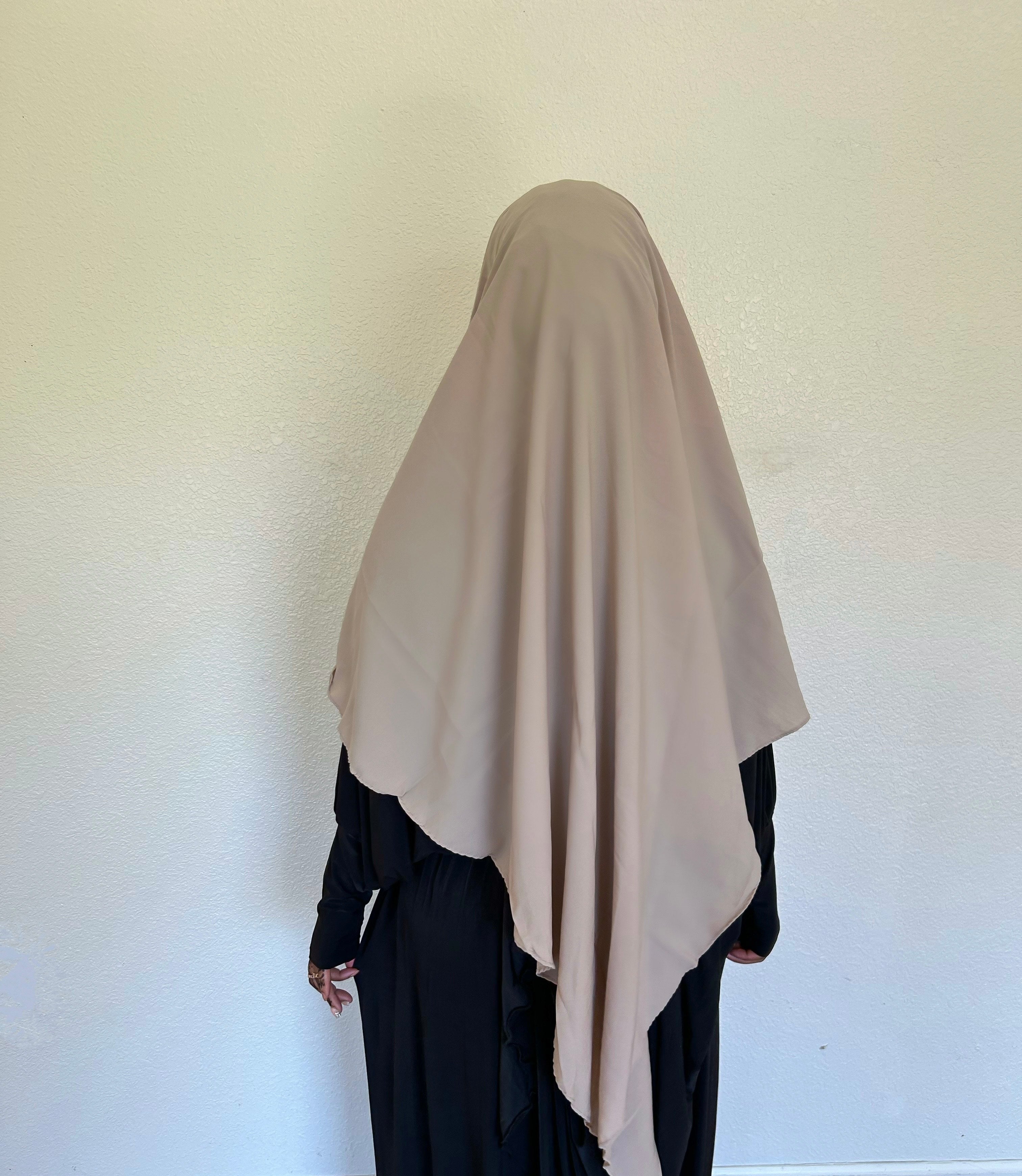 Nude One-Layer Khimar – Lightweight, Flowy With Niqab Strings