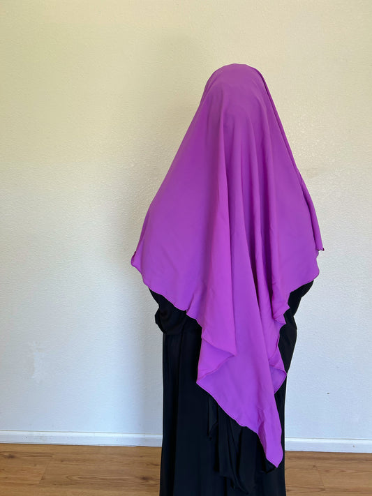 Bright Purple Khimar With Niqab Strings