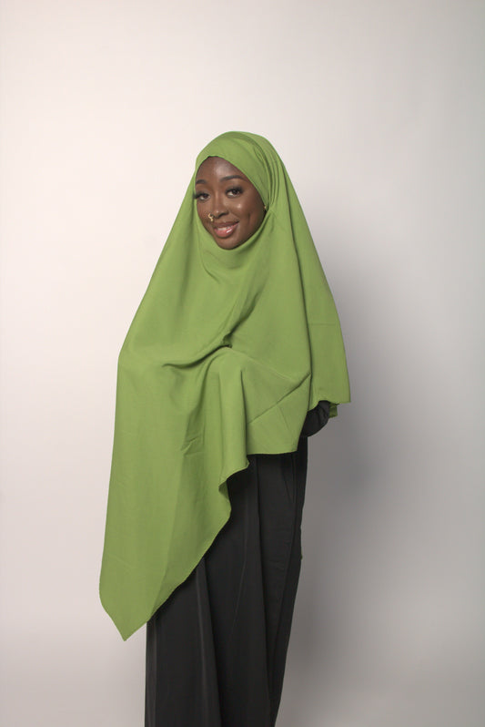 Apple Green Khimar With Niqab Strings