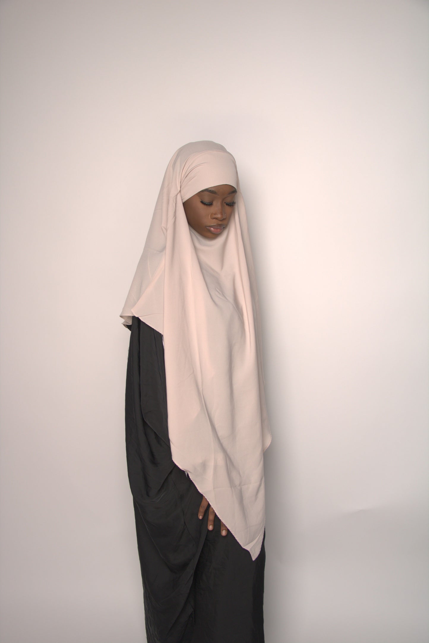 Off white Khimar With Niqab Strings