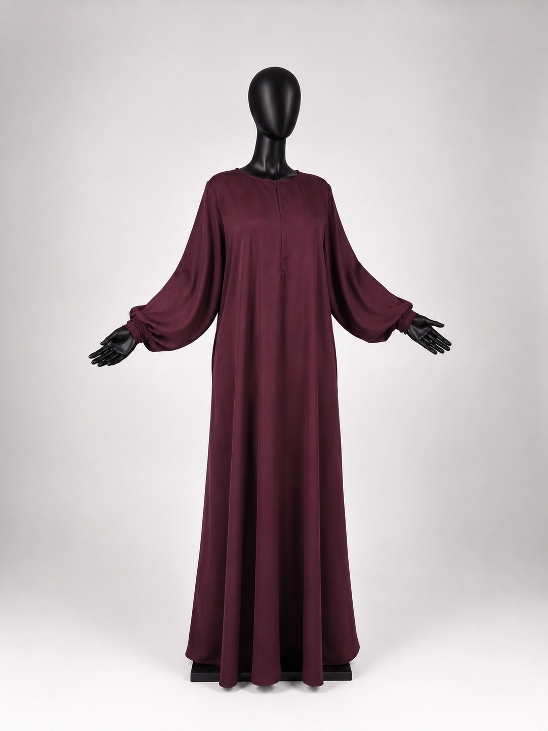 Basic Classic Abaya With Elastic Sleeves