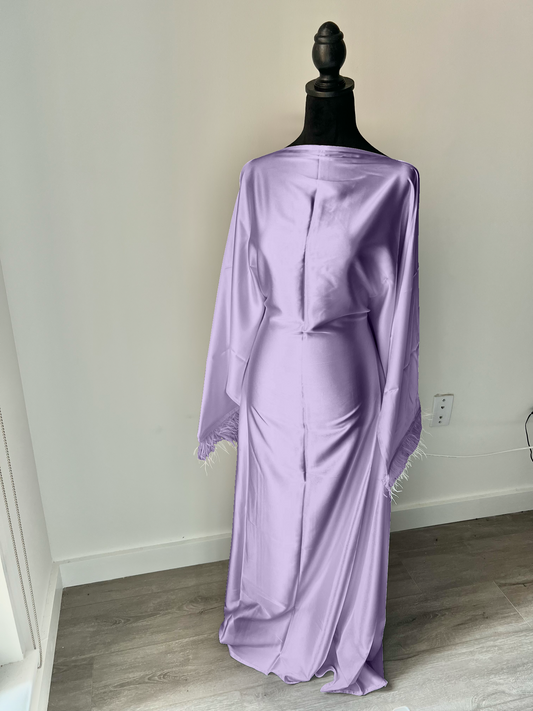 lavender feathered abaya + hijab set