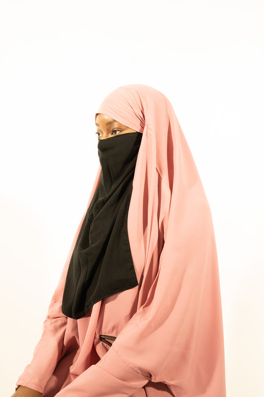 Black Long elastic half niqab