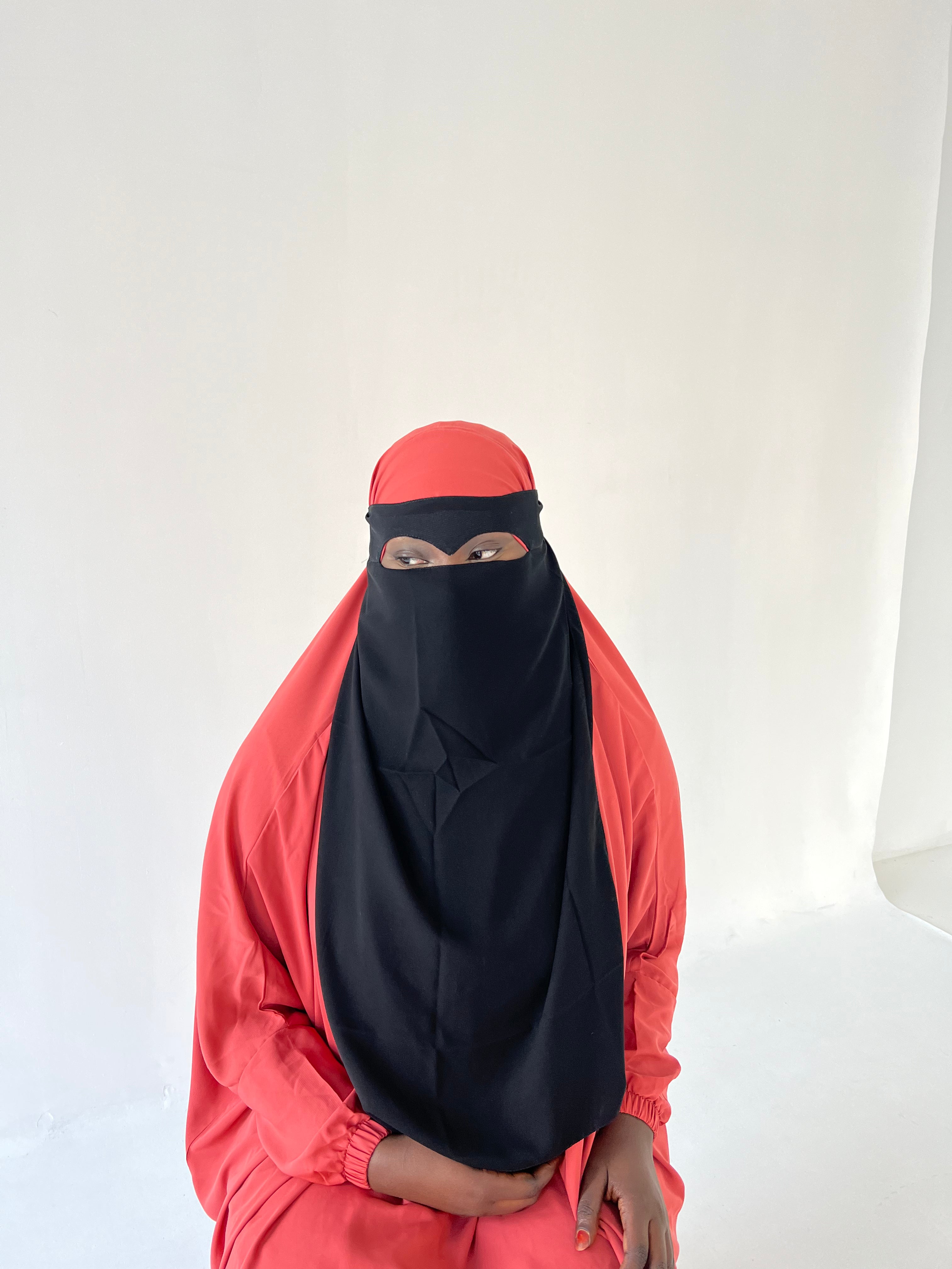 One layer Black Peak niqab