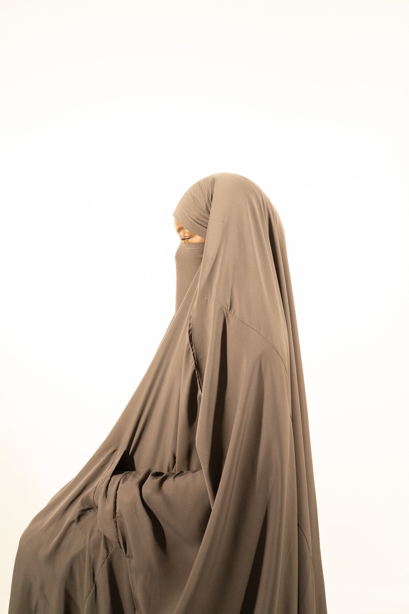 Dark Grey 2 Pcs Extra Wide Nida Butterfly Jilbab