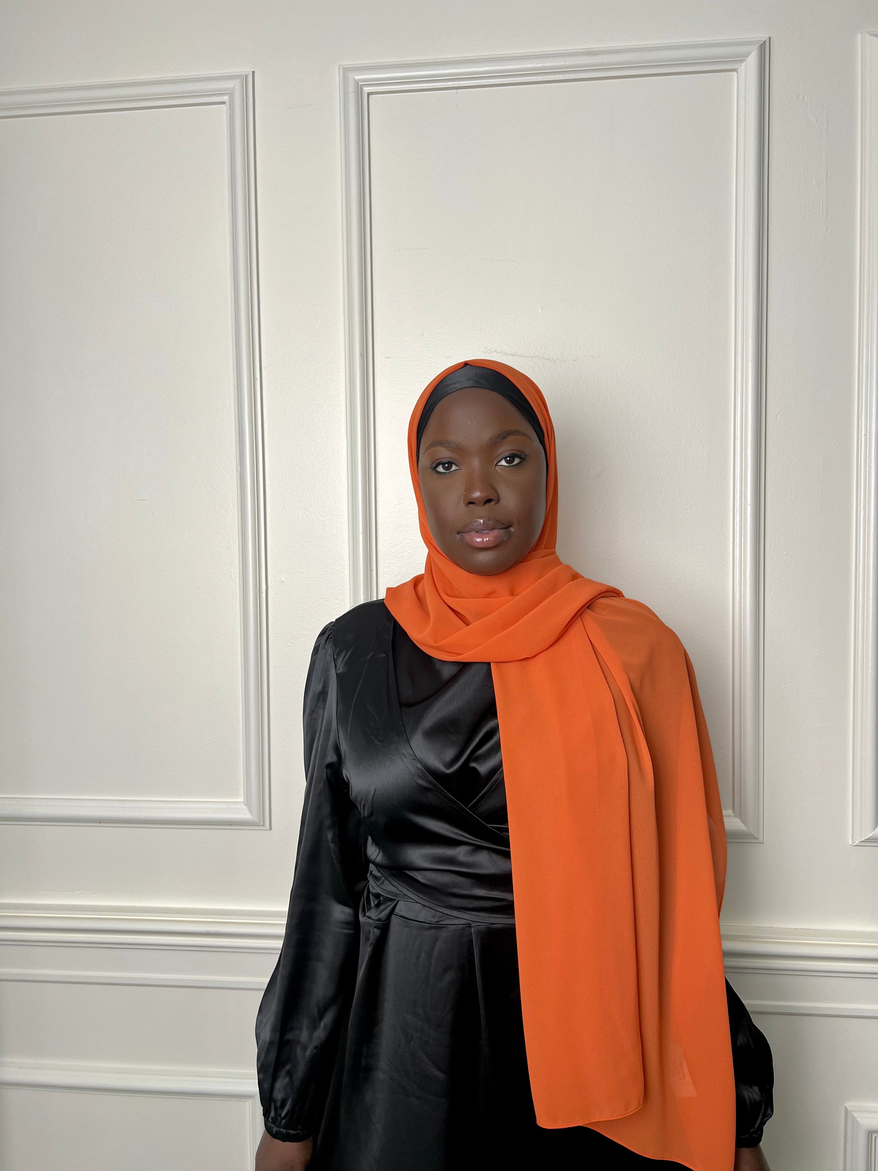 Clementine Orange Chiffon Hijab