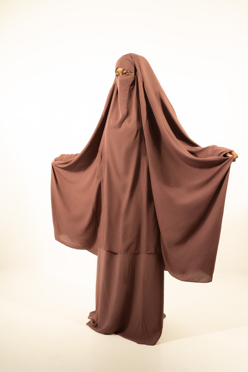 Mauve two piece extra wide butterfly design jilbab