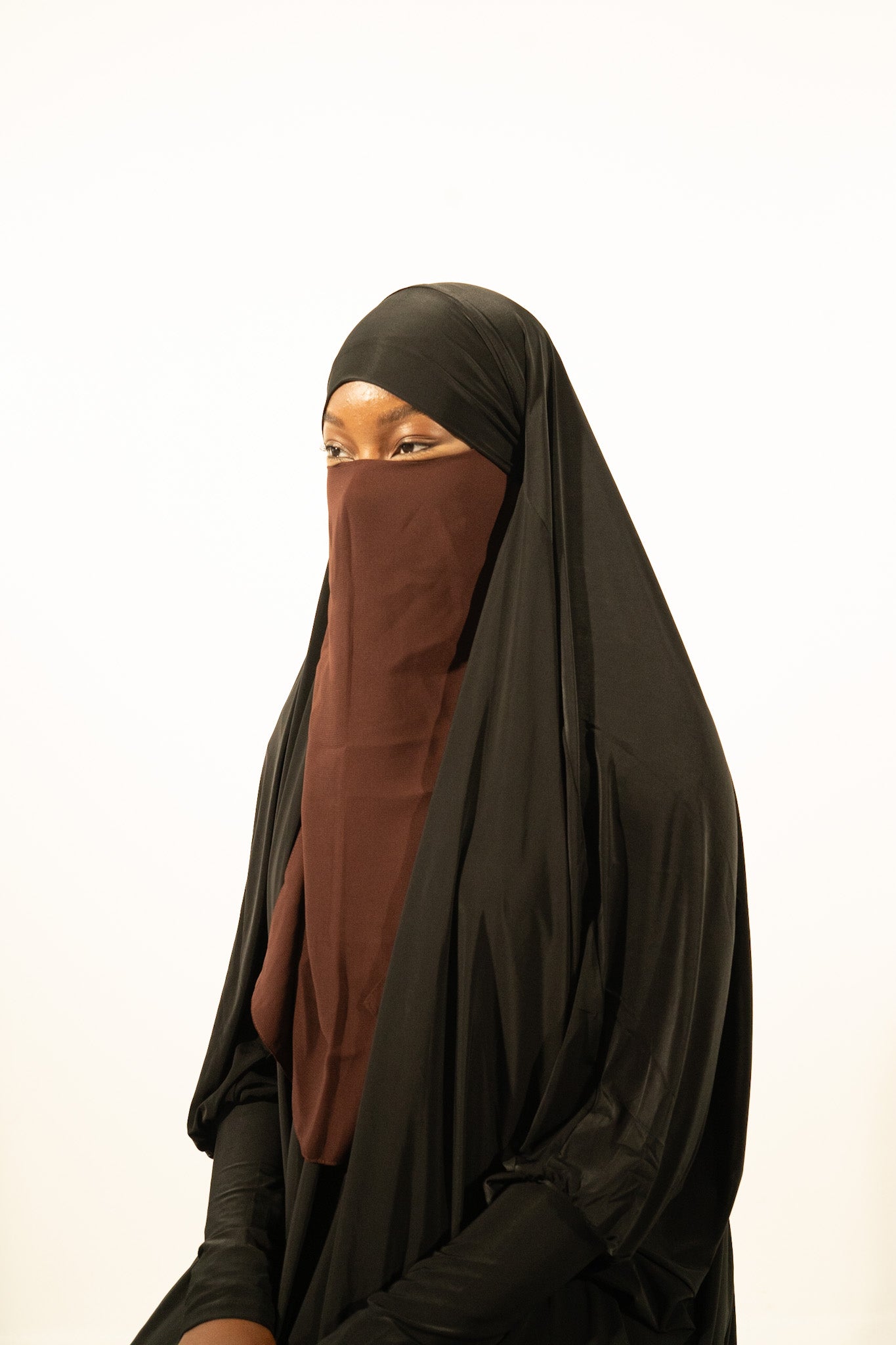 Brown Long elastic half niqab