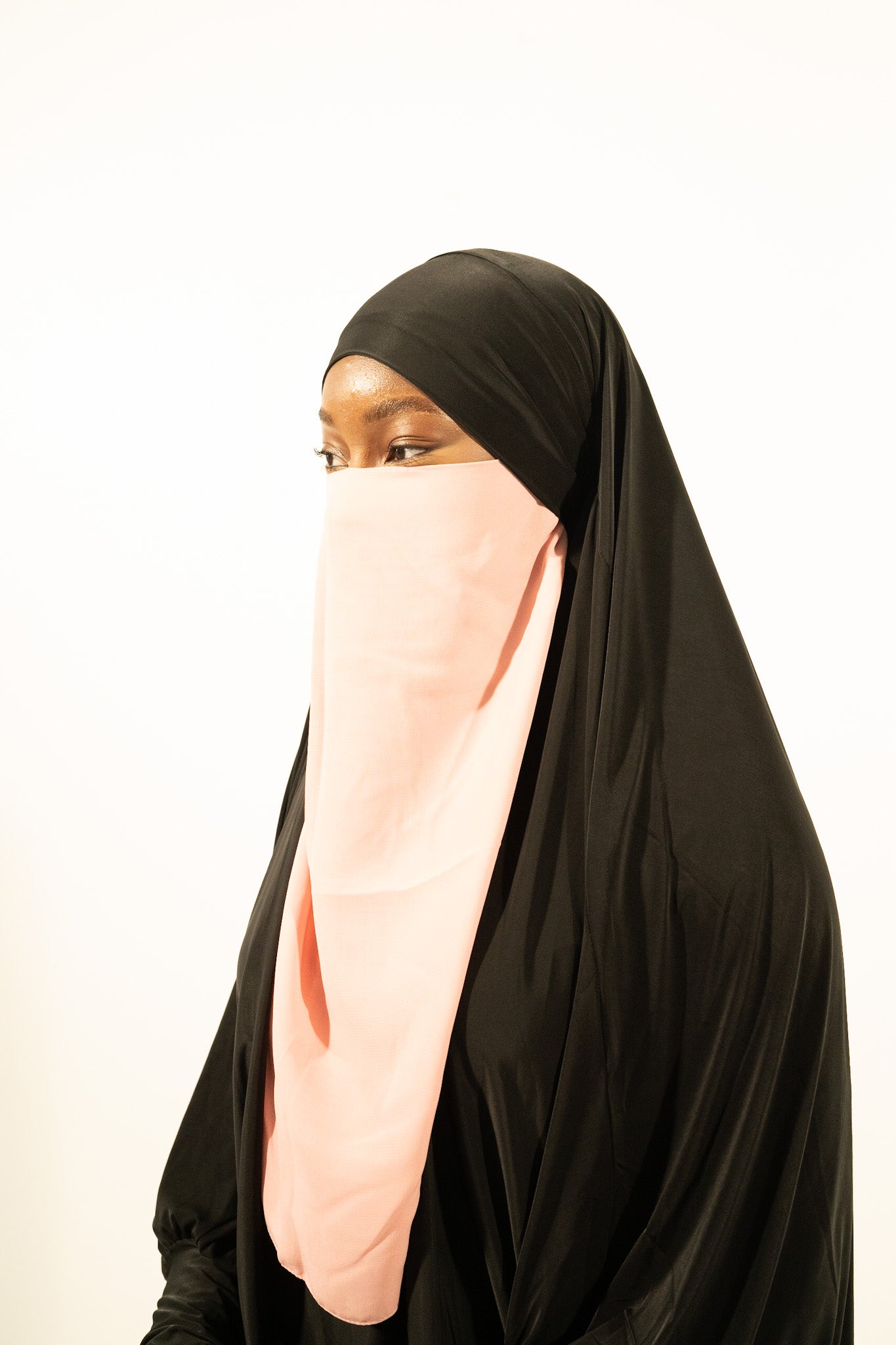 Pink Long elastic half niqab
