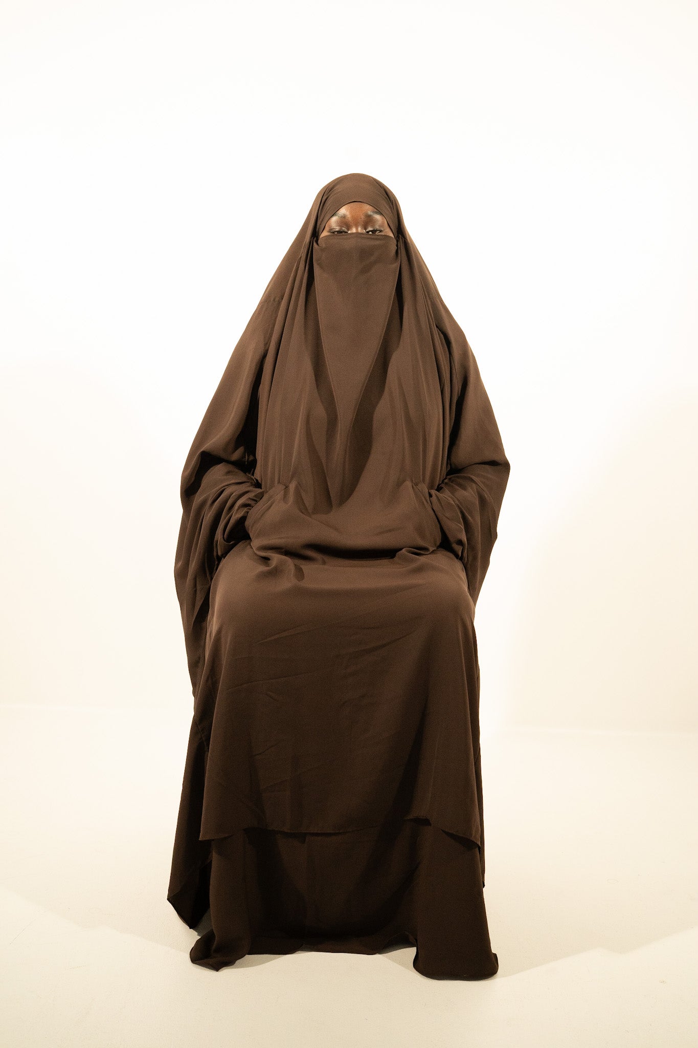 Brown Two Piece Extra Wide Butterfly Jilbab