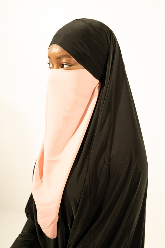 Pink Long elastic half niqab