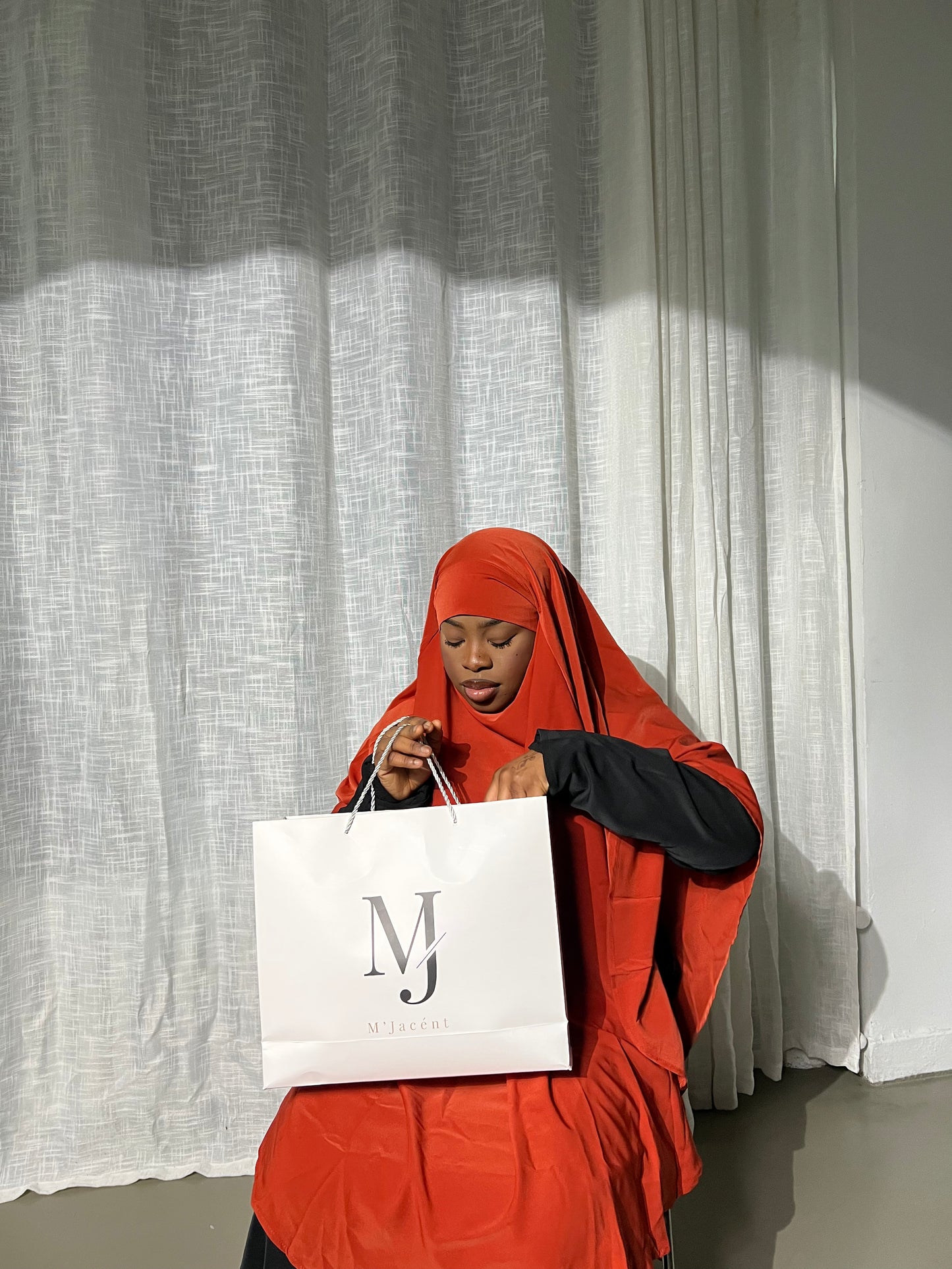 Burnt Orange Diamond Khimar Hijab
