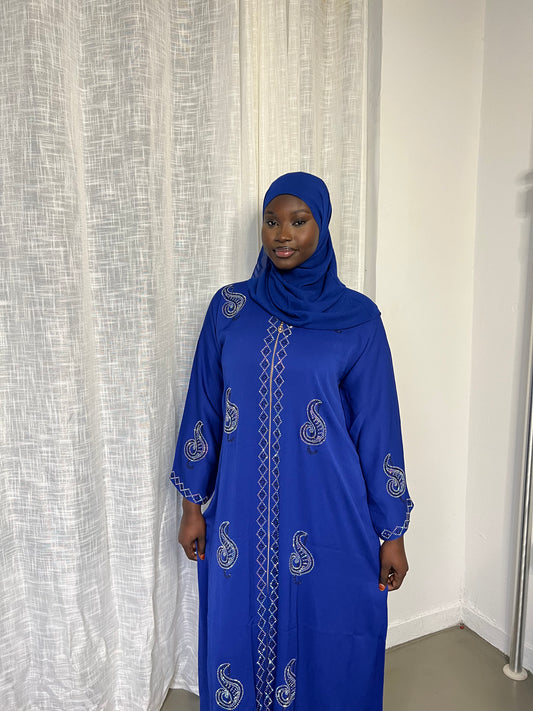 Royal Blue Crystal Abaya - Abaya Clothing