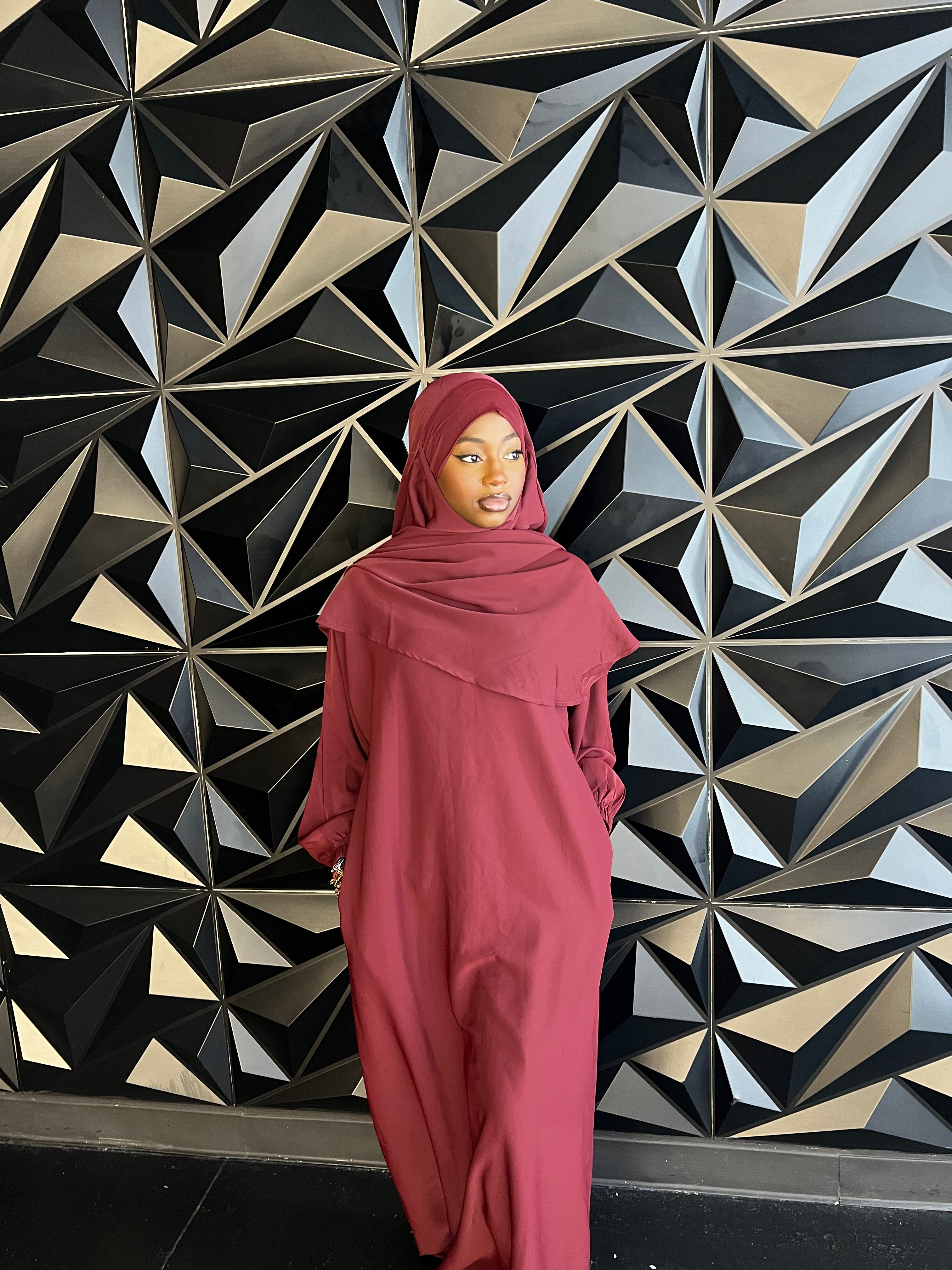 Maroon Lila Abaya, Modest Clothing, Abaya Dresses