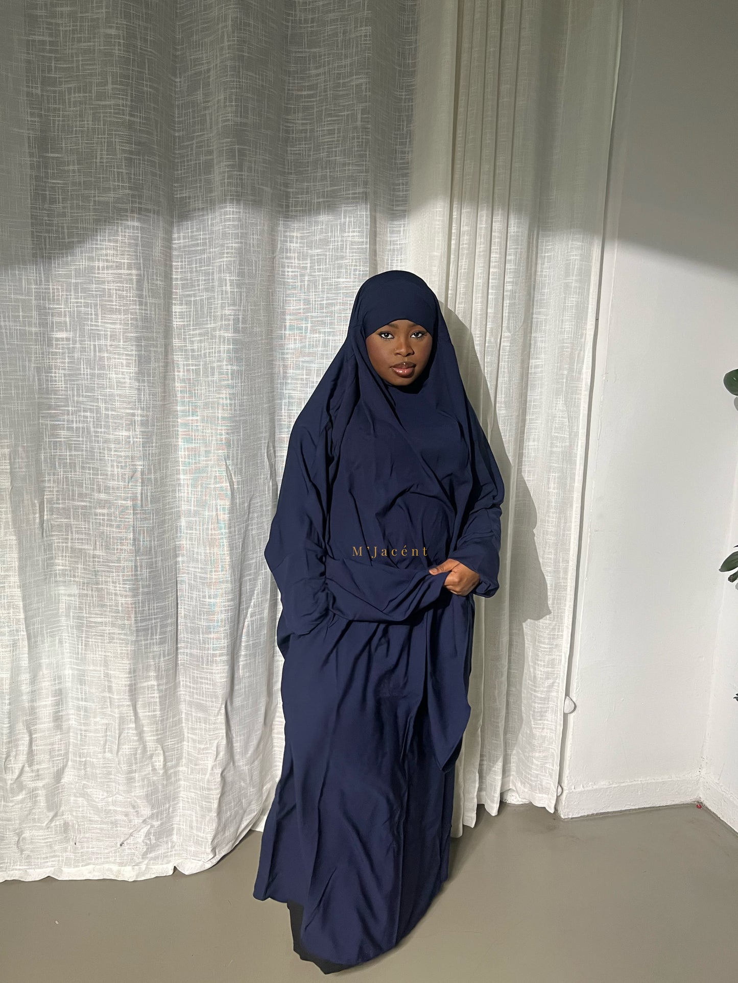Navy Blue Huda Jilbab Set